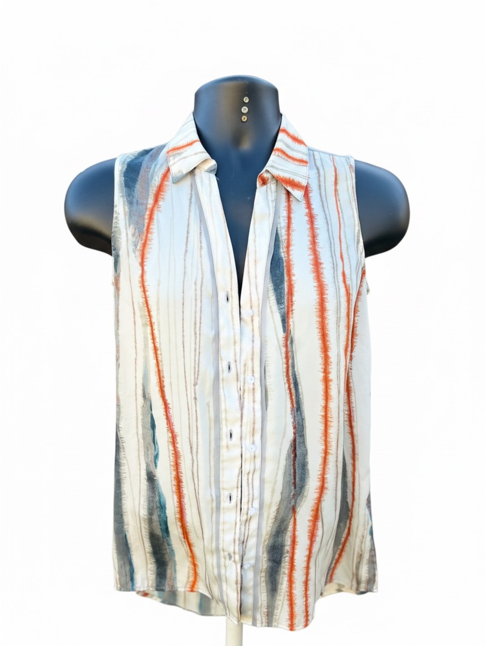Simply Vera Vera Wang Cream Blouse with Orange & Teal Stripes